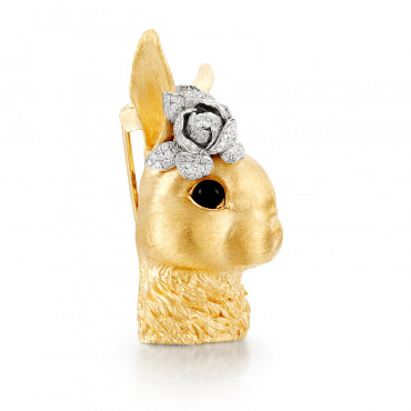 ARTISAN 'RABBIT WITH ROSE' BROOCH